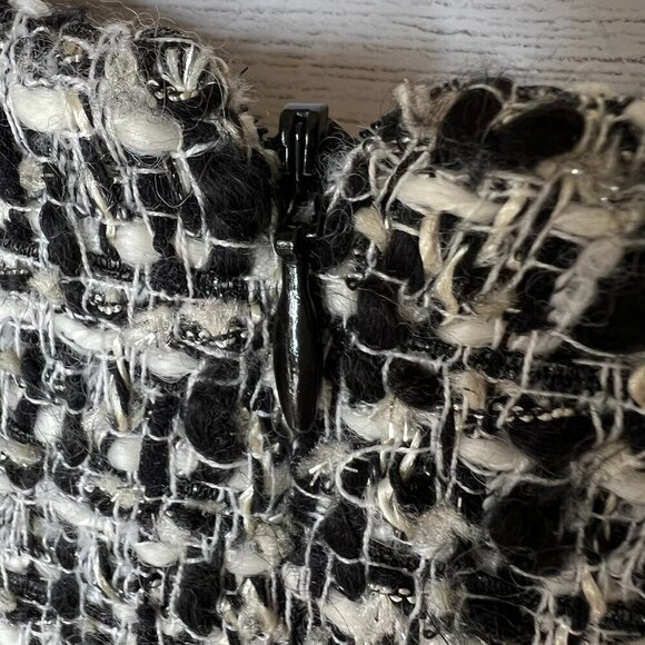 J Crew Dress Womens Size 6 Black & White Tweed Pleated Sheath Academia - Picture 13 of 16